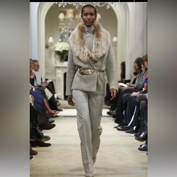 Ralph Lauren Collection Pre-Fall 2014 Lamb Shearling Fur Collar Cardigan - Picture 11 of 16
